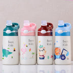 Gourde isotherme enfant à motifs : Les 4 motifs alignés