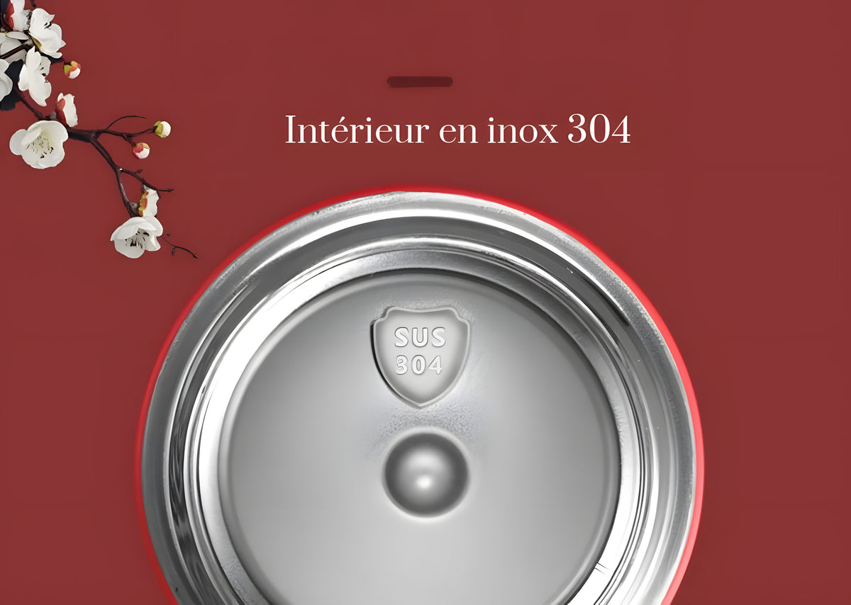 Gourde isotherme à affichage de température, décor chinois : Fond « SUS 304 »