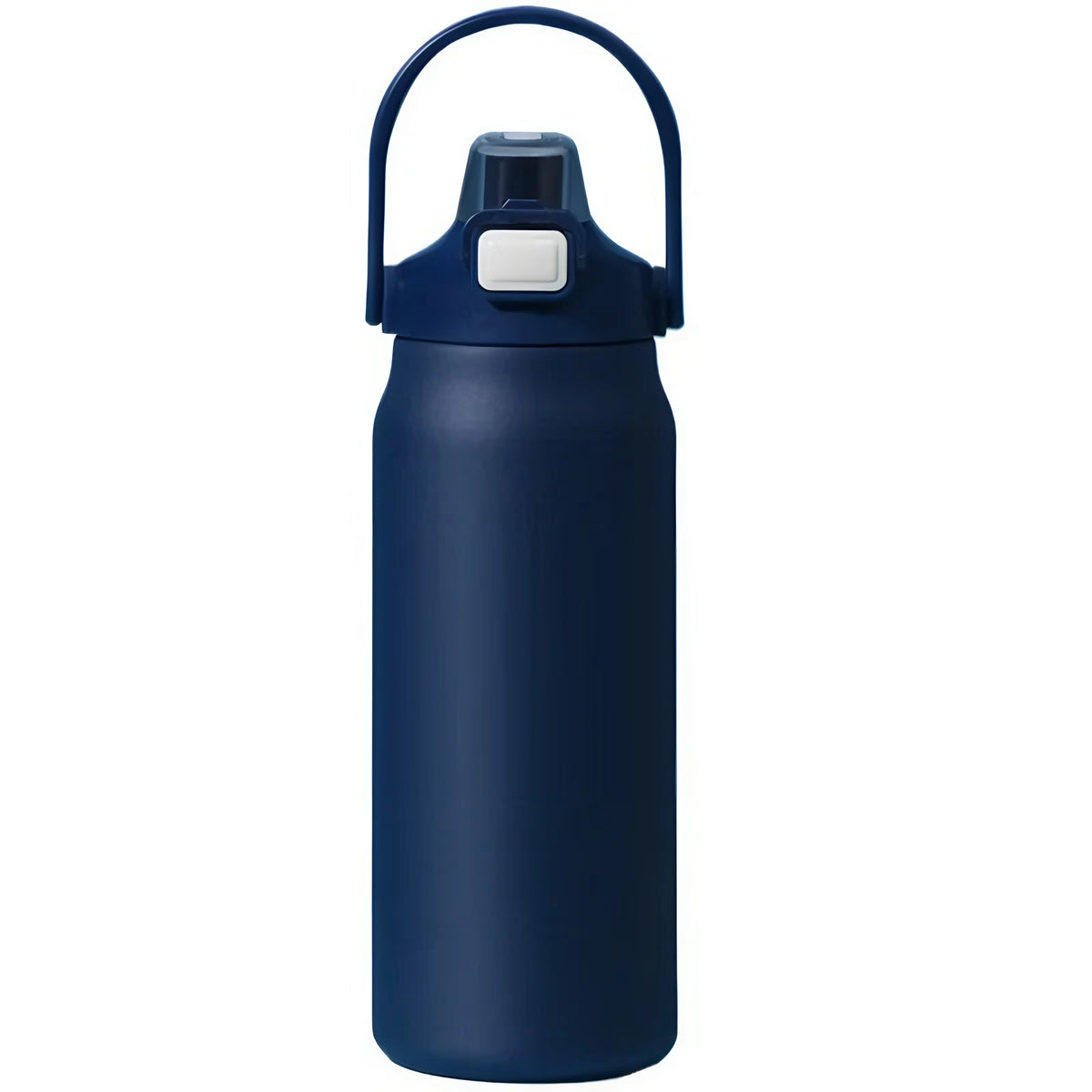 Gourde isotherme à paille et anse, 800 ml à 1,5 L : Bleu marine, fond blanc, image de variante