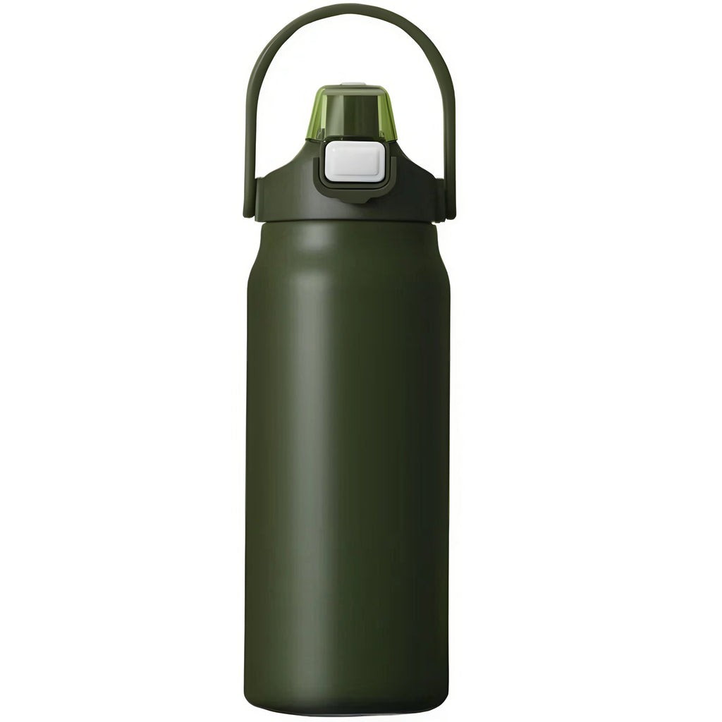 Gourde isotherme à paille et anse, 800 ml à 1,5 L : Vert olive, image de variante