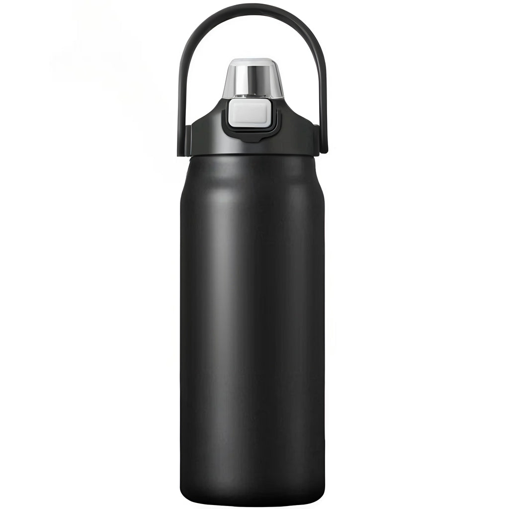 Gourde isotherme à paille et anse, 800 ml à 1,5 L : Noir, image de variante