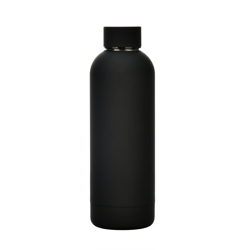 Packshot de face sur fond blanc, coloris noir mat, liseré inox bien visible sous le bouchon.