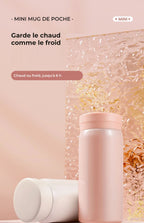 Mini mug isotherme de poche, 200 ou 300 ml : Planches roses « Mini Pocket Cup »