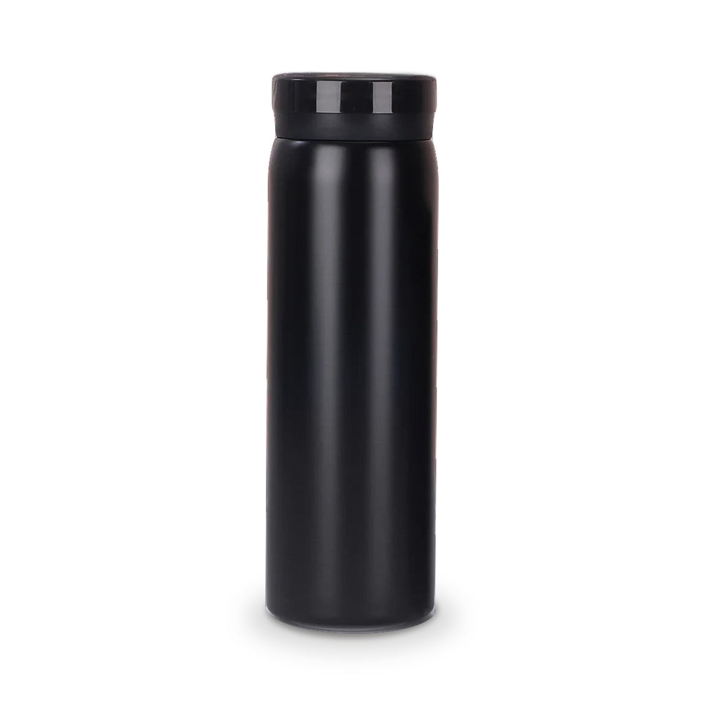 Mini mug isotherme de poche, coloris noir 300 ml, sur fond blanc