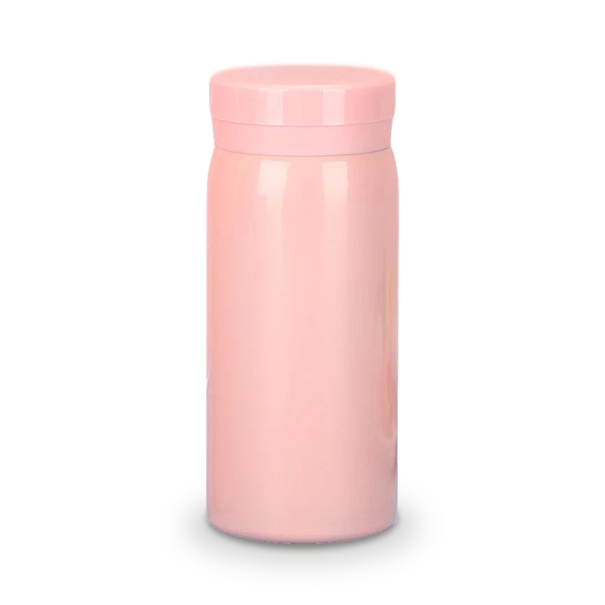 Mini mug isotherme de poche, coloris rose 200 ml, sur fond blanc