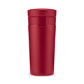 Mug isotherme de voyage à clapet, coloris framboise, sur fond blanc