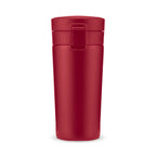 Mug isotherme de voyage à clapet, coloris framboise, sur fond blanc