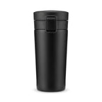 Mug isotherme de voyage à clapet, coloris noir, sur fond blanc