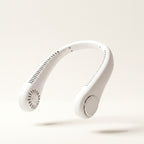 Ventilateur de cou portable sans pales Hélios, coloris Blanc, fond crème