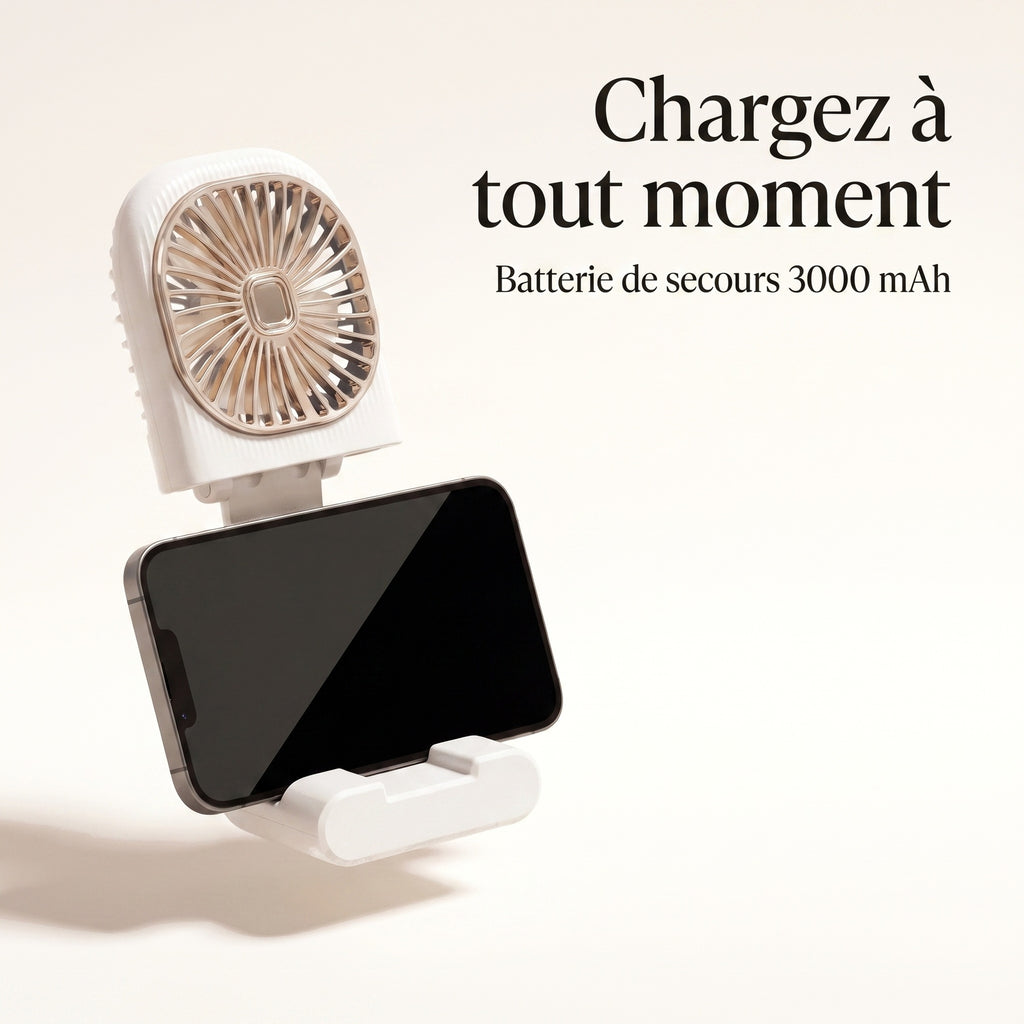 Ventilateur Pliable 2-en-1 avec Batterie Externe