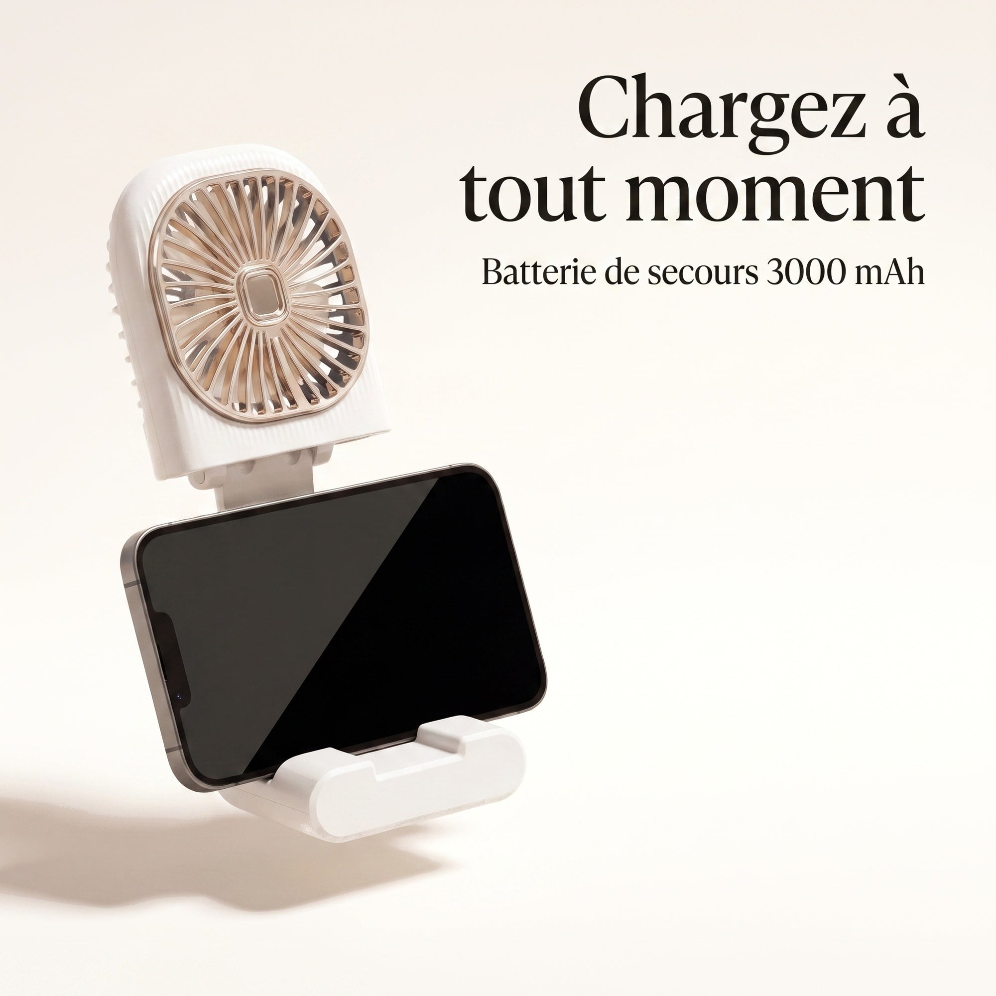 Ventilateur Pliable 2-en-1 avec Batterie Externe