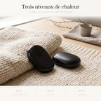Les trois niveaux de chaleur du chauffe-mains de poche : 40, 50 et 60 degrés