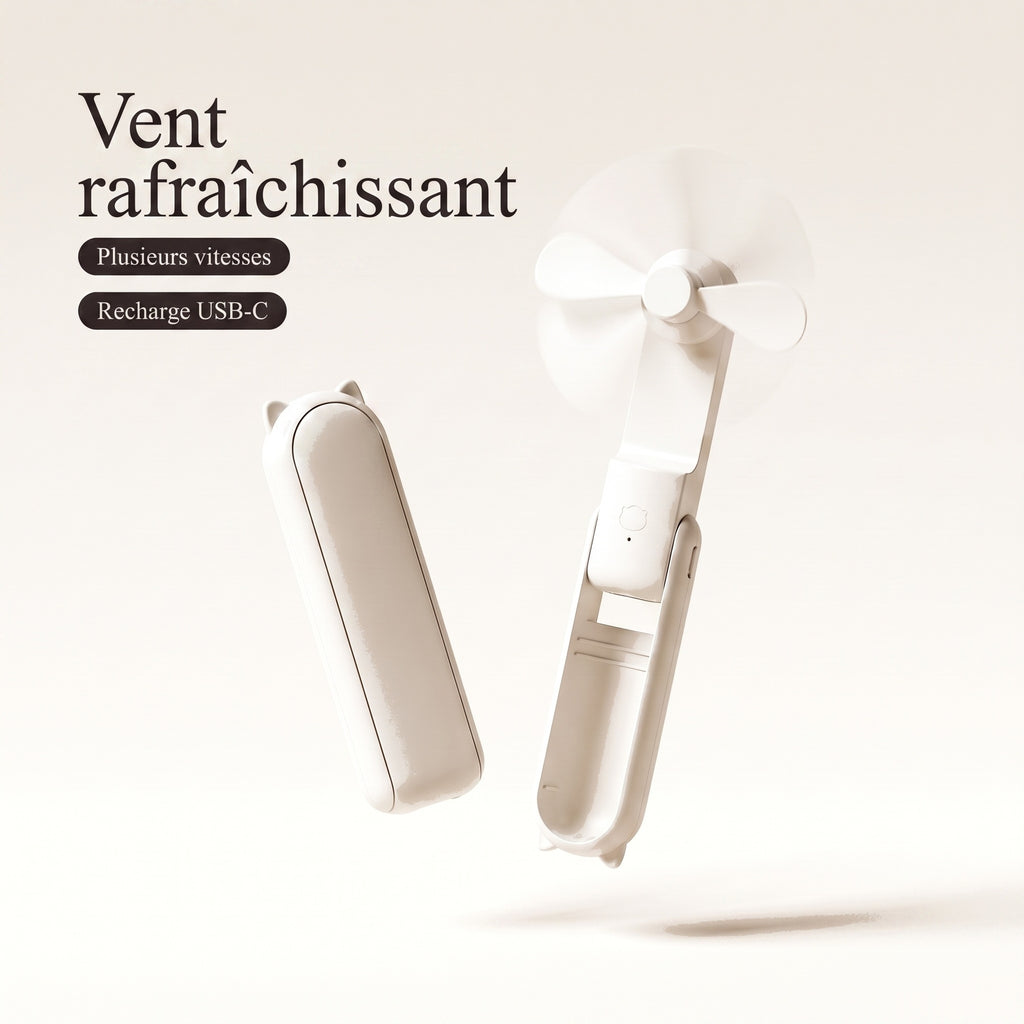 Ventilateur de Poche Pliable avec Batterie Externe