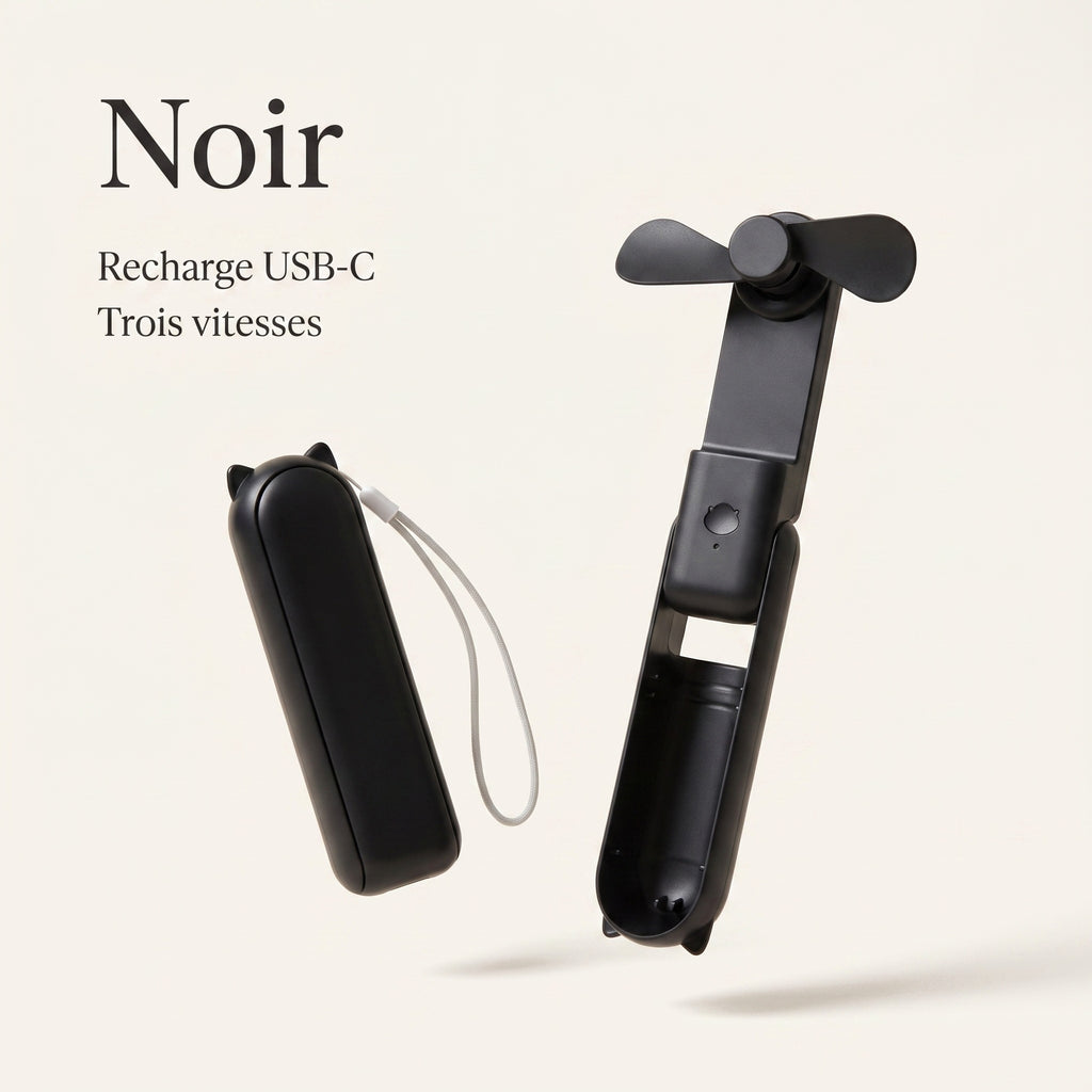 Ventilateur de Poche Pliable avec Batterie Externe