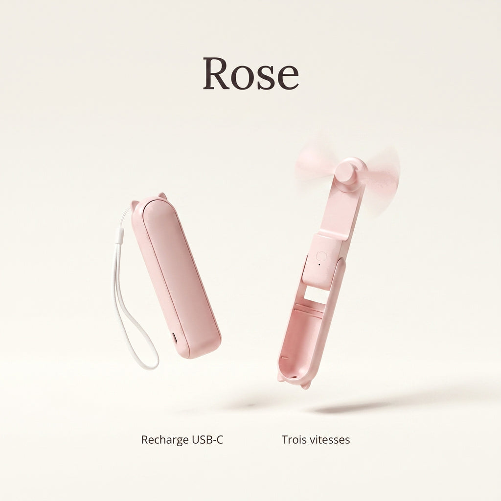 Ventilateur de Poche Pliable avec Batterie Externe