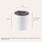 Fiche de cotes en français de la tasse isotherme galbée 235 ml, coloris blanc ivoire, fond crème