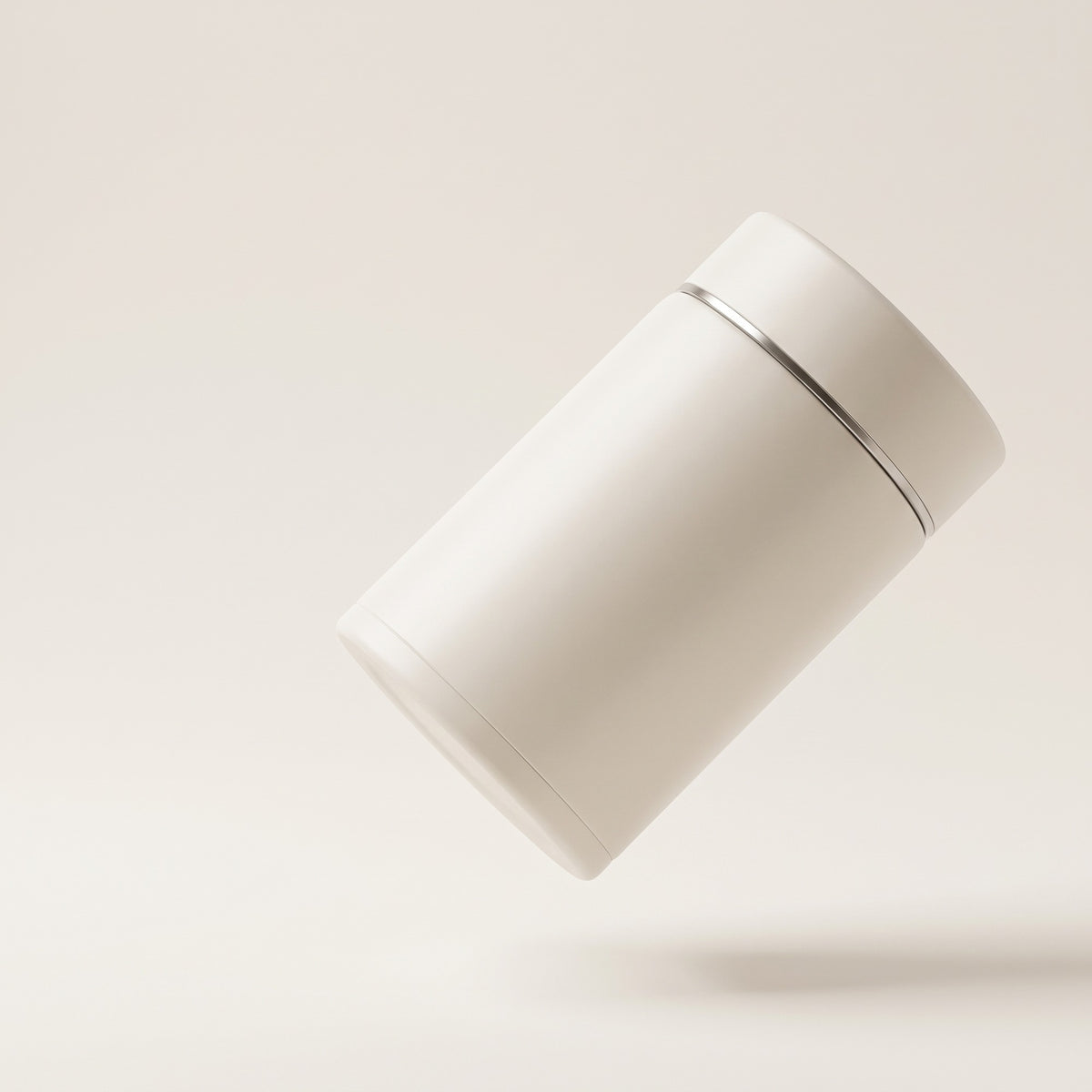 Petit pot isotherme blanc 260 ml, inox double paroi, fond crème